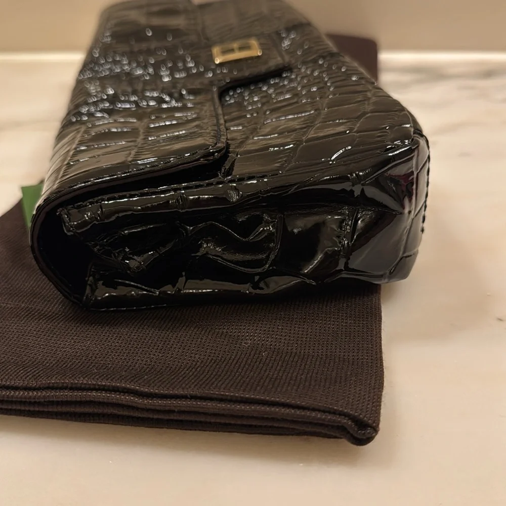 Kate Spade black patent leather clutch